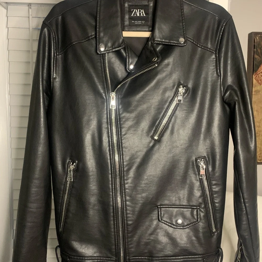 Zara Oversized Faux Leather Moto Jacket in great Preloved condition - Picture 3 of 6